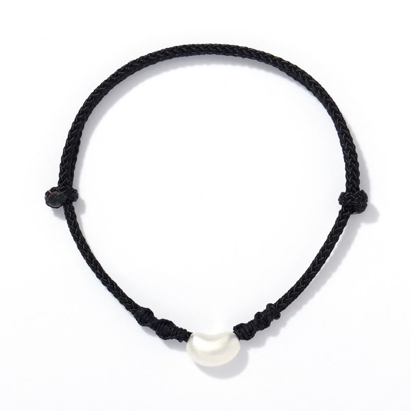Bracciale intrecciato fatto a mano Buddha Stones 999 Sterling Silver Bean Design Luck Connection