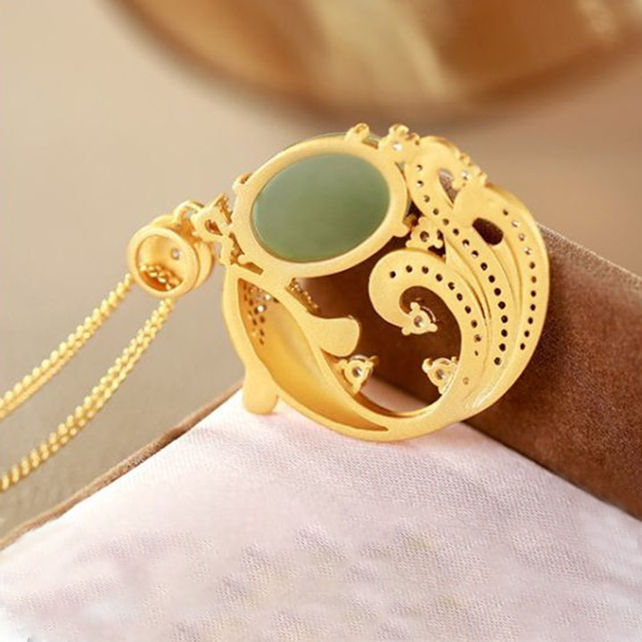 Collana con ciondolo calmante con pesce koi in giada ciano e Buddha Stones - image 10