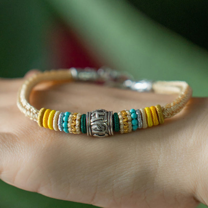Bracciale intrecciato in argento sterling 925 fatto a mano con Buddha Stones, tibetano Om Mani Padme Hum, purezza - image 4