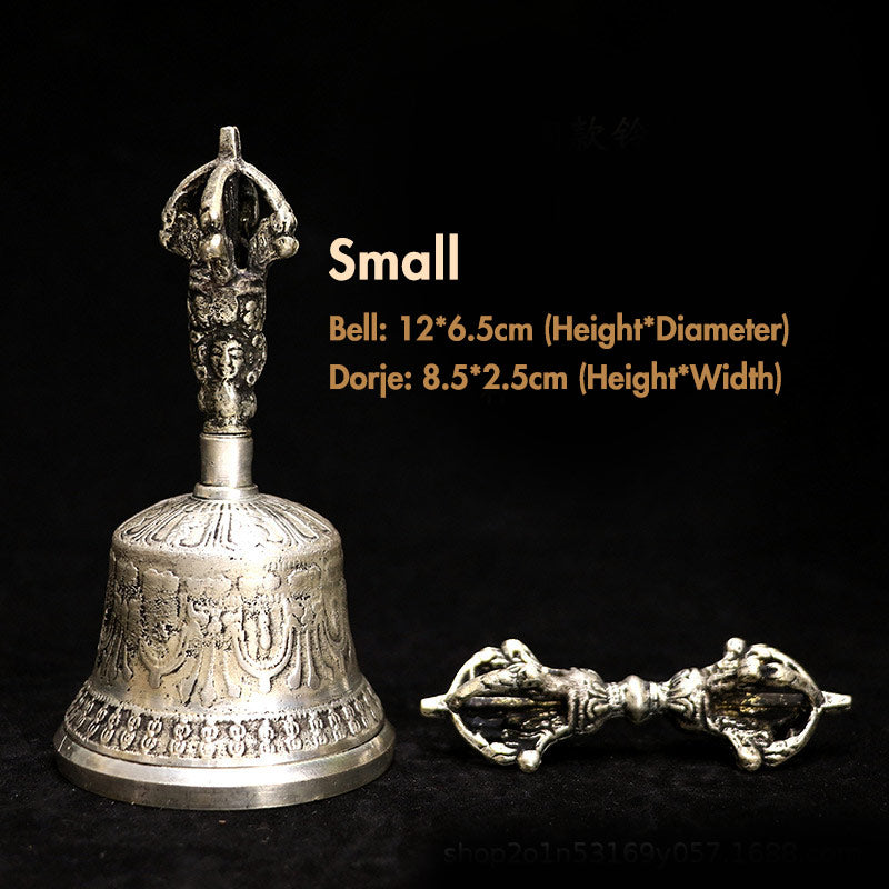 Set di campane per meditazione tibetane Buddha Stones e decorazioni in rame Vajra Dorje - Argento - Piccolo - image 2