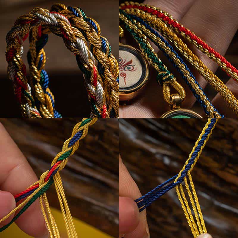 Decorazione da appendere alla parete dell'auto con protezione Thangka dei cinque dei della ricchezza, realizzata a mano in Tibet