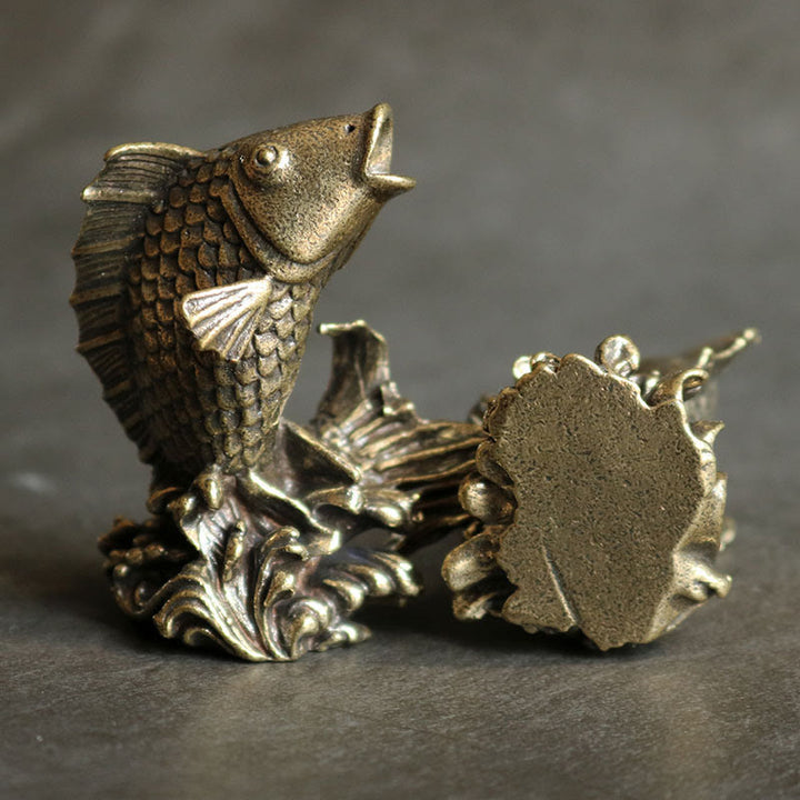 Buddha Stones fatte a mano Piccolo pesce Koi Rame Ricchezza Decorazione per la casa - image 2