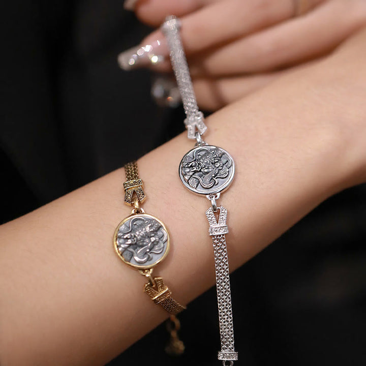 Braccialetto di protezione della benedizione della dea della ricchezza in argento sterling 925 tibetano Buddha Stones Zakiram