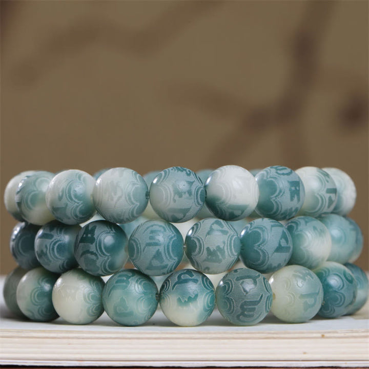 Braccialetto Buddha Stones Bodhi Seed Om Mani Padme Hum inciso per tenere lontani gli spiriti maligni