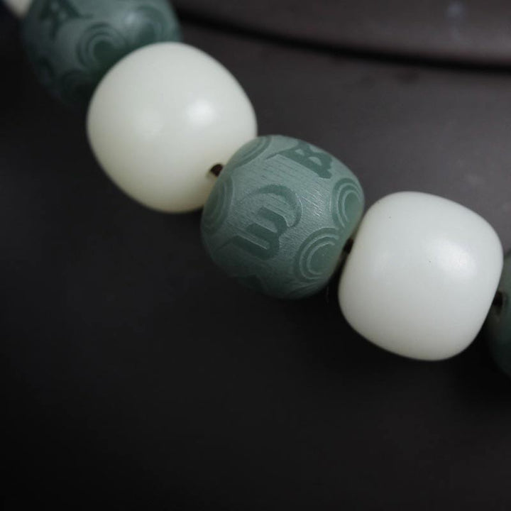 Buddha Stones Braccialetto di protezione delle sei vere parole di Bodhi bianco - image 9