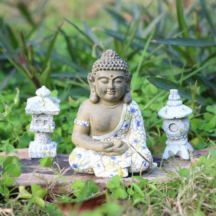 Statua in resina di Buddha Zen in meditazione, decorazione per la casa - Piccolo Buddha seduto 8,5*6*5,5 cm - image 5