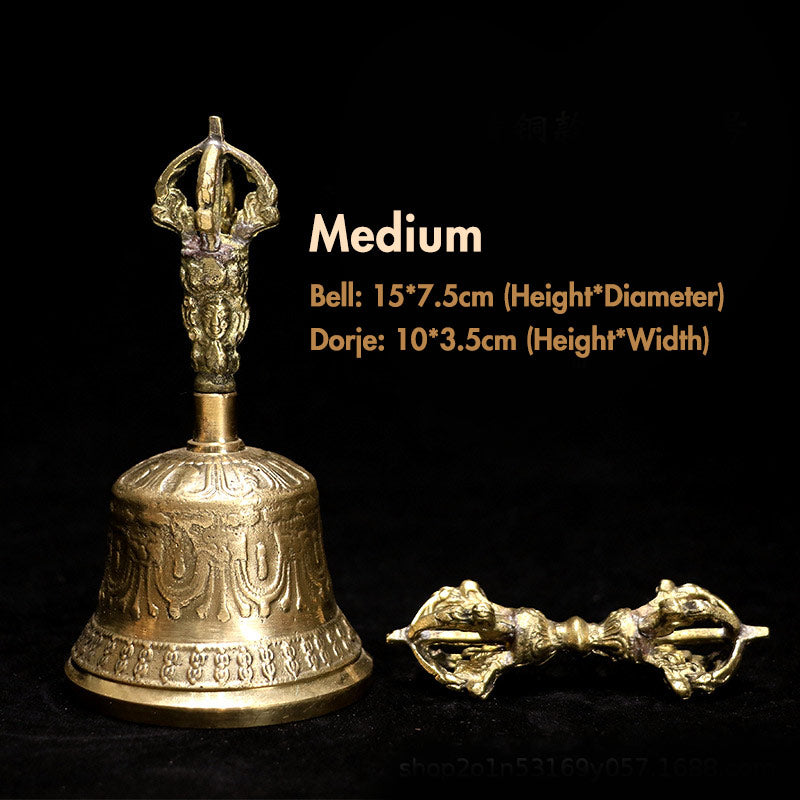Set di campane per meditazione tibetane Buddha Stones e decorazioni in rame Vajra Dorje - Oro - Medio - image 14