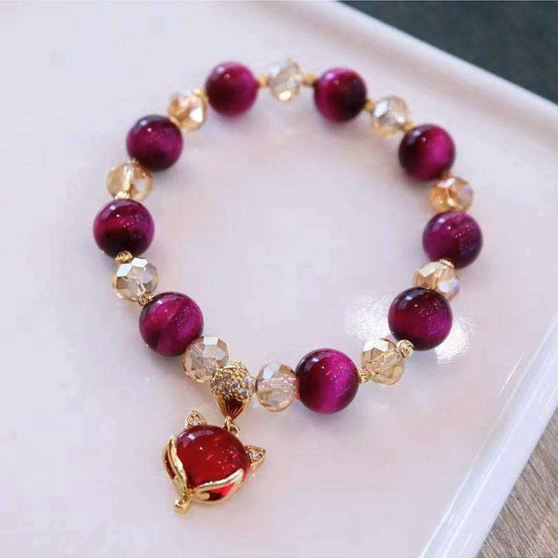 Braccialetto di protezione della volpe PiXiu con occhio di tigre rosso Buddha Stones - Volpe dagli occhi di tigre rossa - image 0