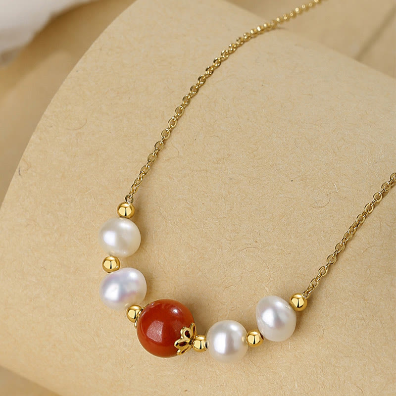Collana con ciondolo a catena con perle di guarigione sincerità in argento sterling 925 con pietre Buddha Stones e cinabro