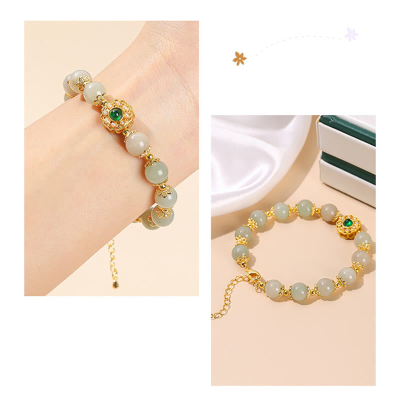 Braccialetto a catena con perline di giada naturale Buddha Stones Prosperity