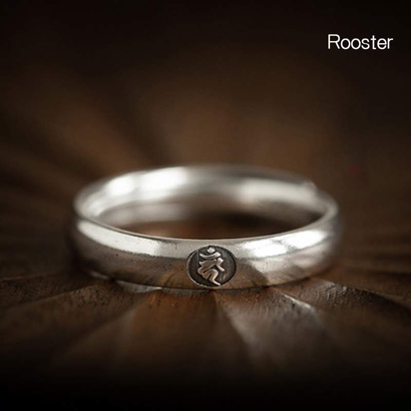 Anello di coppia di benedizione del Buddha Buddha Stones in argento sterling 925, zodiaco cinese, natale - Gallo - Donne - image 22