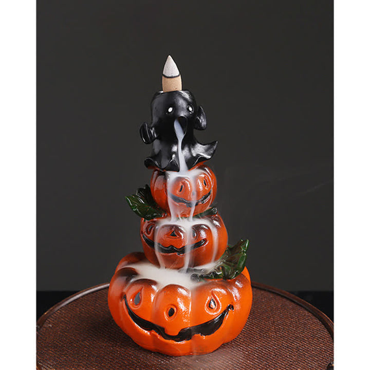 Zucche di Halloween, fantasma, resina, fontana di fumo a riflusso, bruciatore di incenso, decorazione