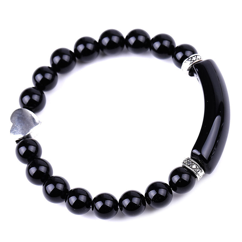 Bracciale unisex a forma di cuore con perline di cristallo naturale