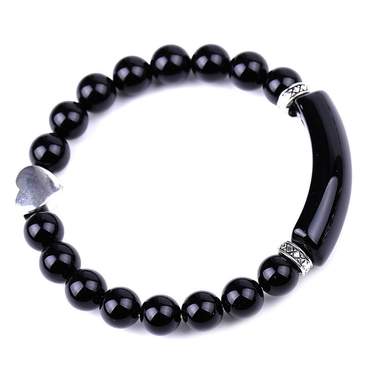 Bracciale unisex a forma di cuore con perline di cristallo naturale