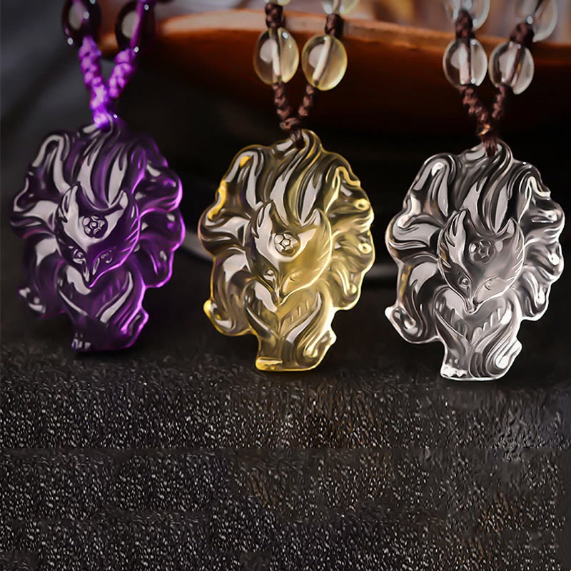 Collana con ciondolo in pietra naturale volpe e animale per donna Collana con ciondolo in pietra naturale volpe e animale per donna