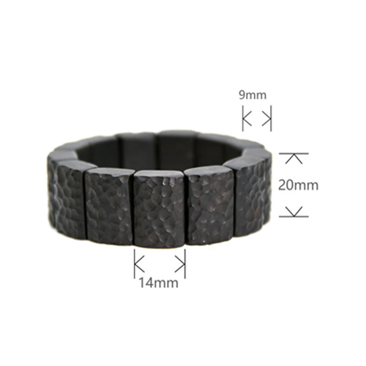 Braccialetto di coppia della pace con texture in legno di ebano vintage Buddha Stones