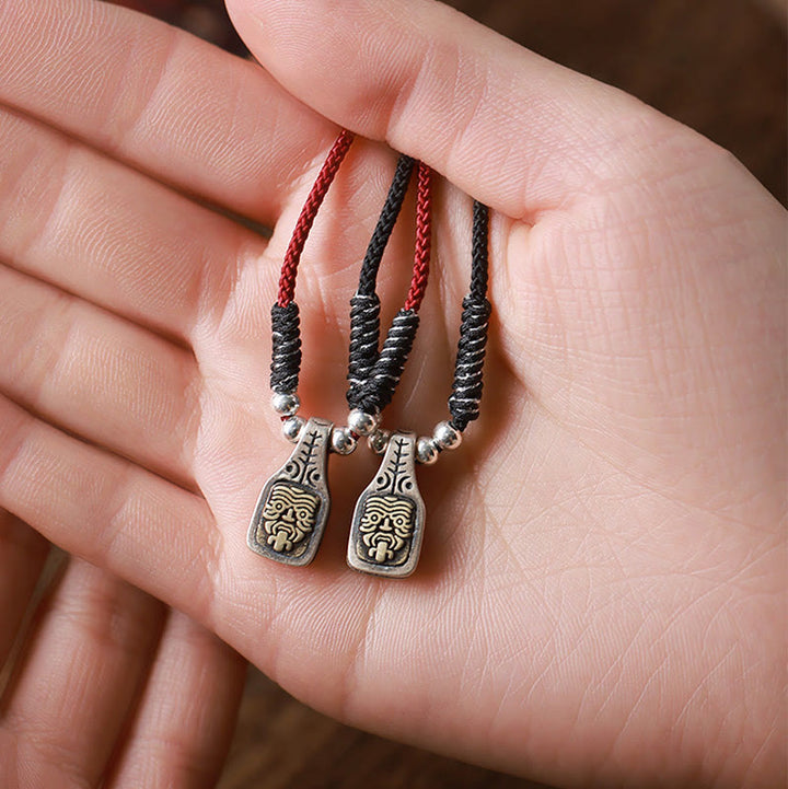 Buddha Stones Tibetano Argento Sterling 925 Zakiram Dea della Ricchezza Protezione Corda Collana Pendente