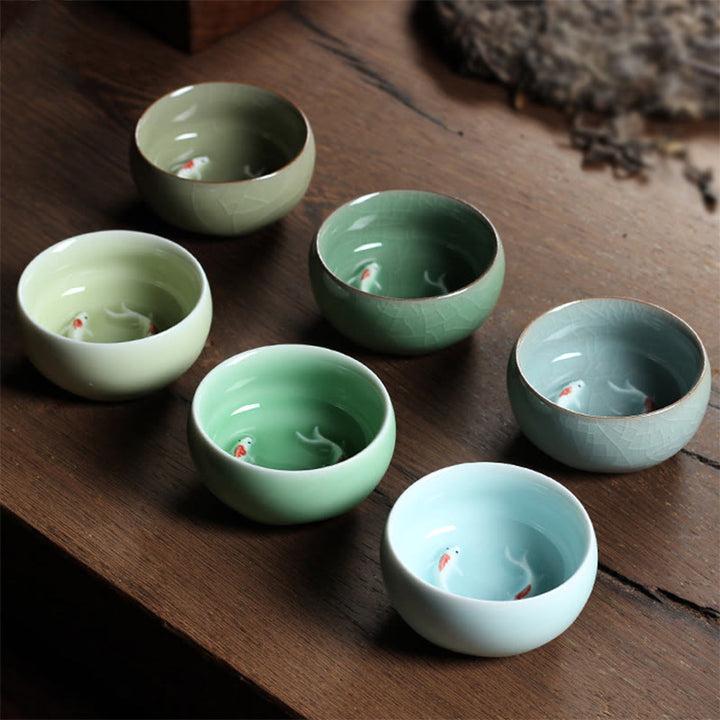 Buddha Stones Koi Fish colorato Tazza da tè in ceramica Kung Fu Tazza da tè Ciotola