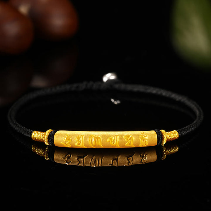 Buddha Stones Tibetano 999 Oro Om Mani Padme Hum Braccialetto di coppia intrecciato a mano con nodo della pace a otto fili e fortuna