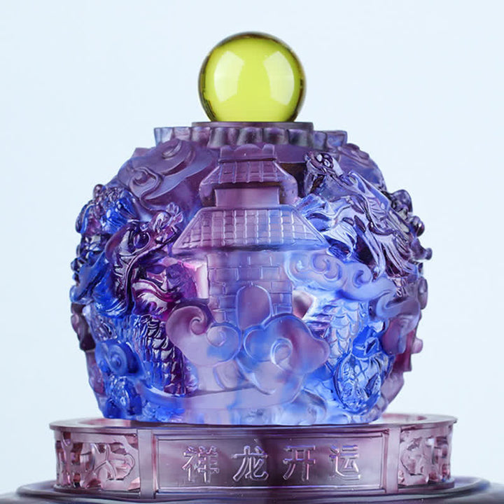 Buddha Stones Feng Shui Drago di buon auspicio Cristallo Liuli fatto a mano Pezzo d'arte girevole Fortuna Decorazione per ufficio in casa - image 3