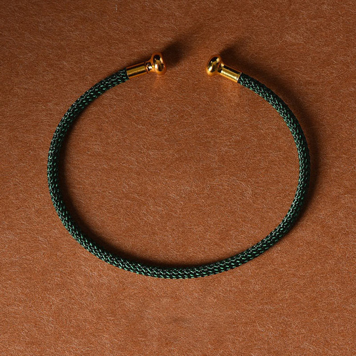 Braccialetto con polsino in corda intrecciata con design semplice fatto a mano Buddha Stones - Verde scuro - image 27