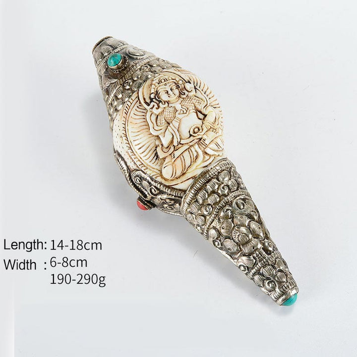 Decorazione positiva della ricchezza della conchiglia del Buddha Shankha incisa a mano tibetana