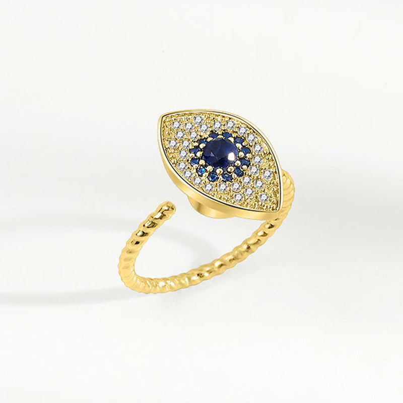Anello girevole in argento sterling 925 con protezione contro il malocchio e benedizione