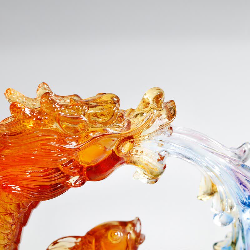 Buddha Stones Feng Shui Drago Koi Pesce Fatto a Mano Liuli Cristallo Arte Pezzo Decorazione Casa Ufficio - image 8