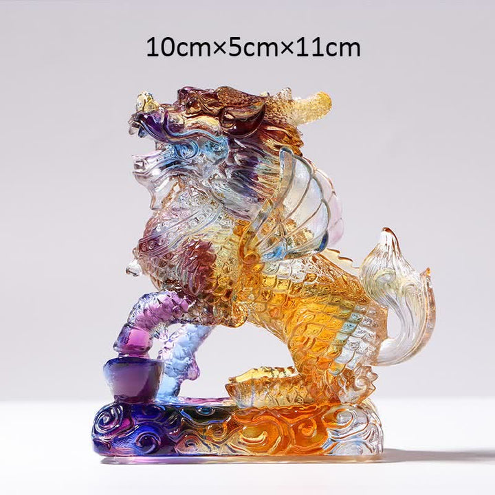 Feng Shui Kirin Fatto a mano Liuli Cristallo Arte Pezzo Fortuna Casa Ufficio Decorazione