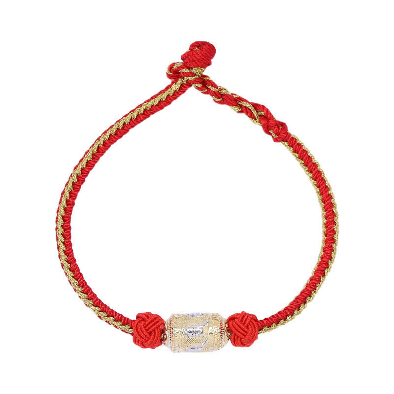 Braccialetto con corda rossa, in argento sterling 925, con ruota di preghiera Om Mani Padme Hum, con Buddha Stones e forza