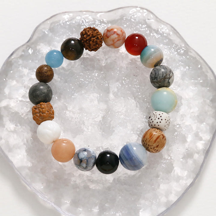 Buddha Stones Pietra di cristallo naturale di Bodhi Agata Braccialetto che tiene lontani gli spiriti maligni
