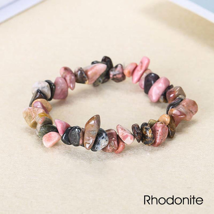 Braccialetto lenitivo con pietra di cristallo naturale di forma irregolare - Rodonite (Circonferenza del polso: 15-18 cm) - image 46