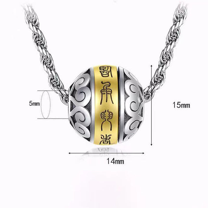 Collana con ciondolo girevole con amuleto inciso con mantra taoista a nove caratteri Buddha Stones Balance