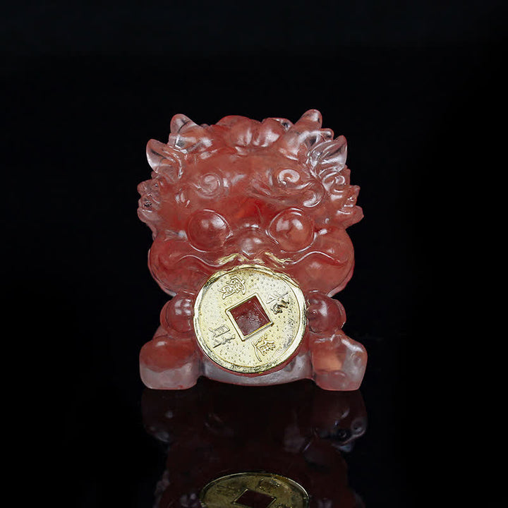 Buddha Stones fatte a mano carine PiXiu moneta d'oro cristallo Fengshui energia ricchezza fortuna decorazione della casa