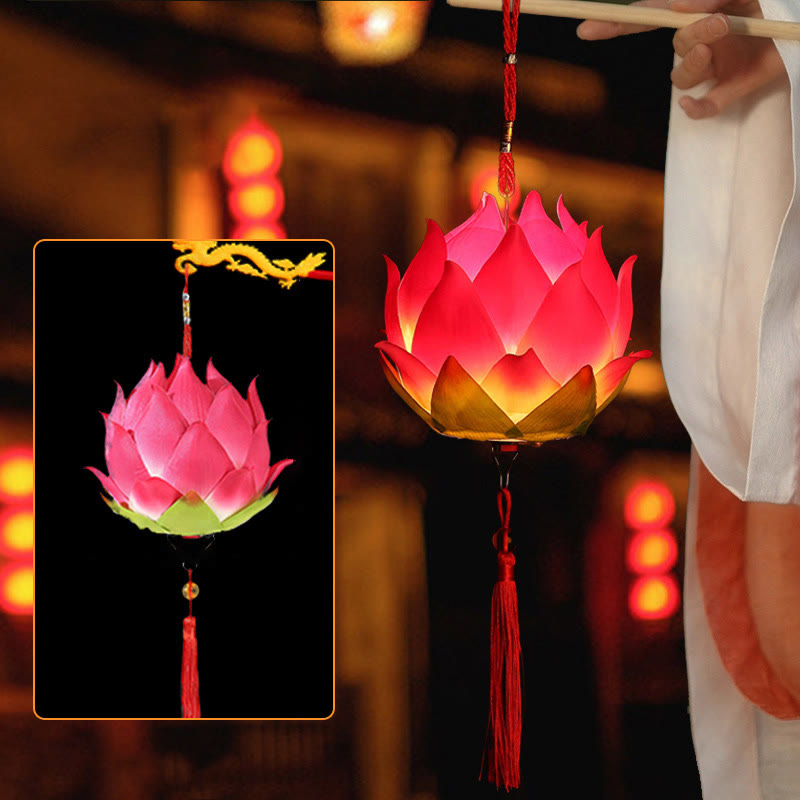 Decorazione lampada lanterna drago fiore di loto fai da Buddha Stones - Lanterna di loto rosso (auto-assemblaggio) - image 13