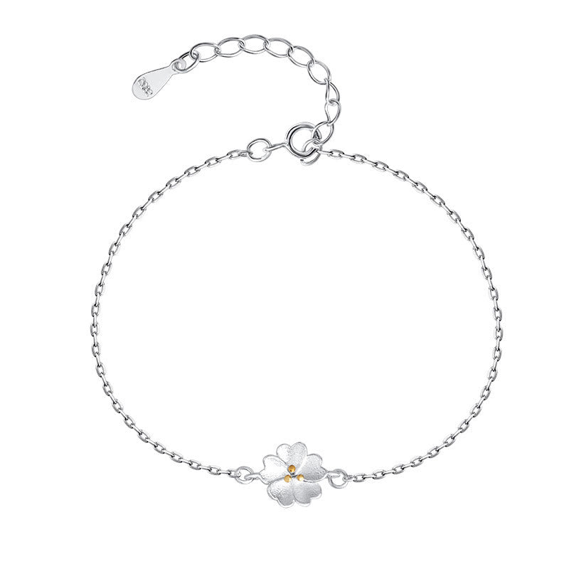 Bracciale a catena con benedizione dei fiori di ciliegio in argento sterling 925 Buddha Stones