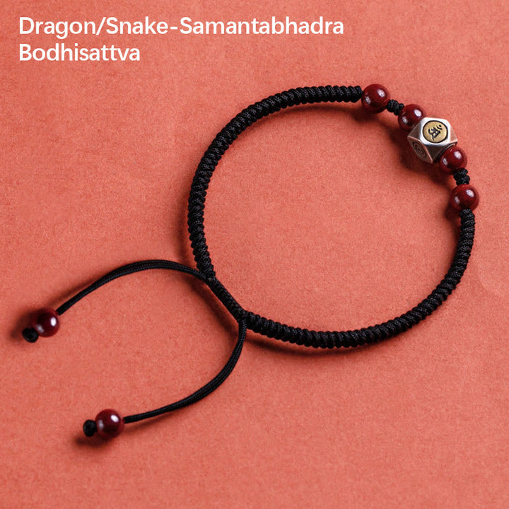 Bracciale Buddha Stones 925 Sterling Silver Zodiaco Cinese Buddha Natale Cinabro Calma - Drago/Serpente-Samantabhadra Bodhisattva - Nero (circonferenza polso 14-18 cm) - image 16