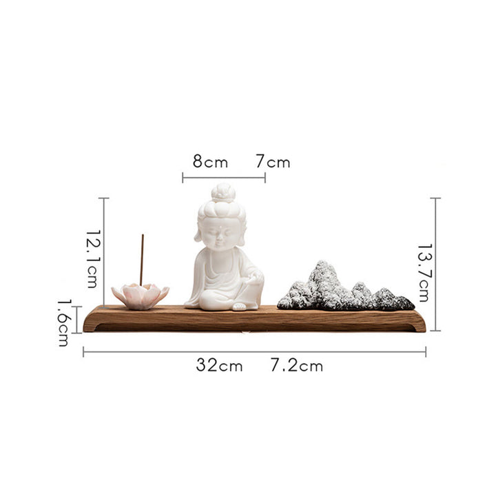 Buddha Stones Fiore di Loto Tathagata Kwan Yin Avalokitesvara Ksitigarbha Meditazione Bastoncino di Ceramica Bruciatore di Incenso Decorazione