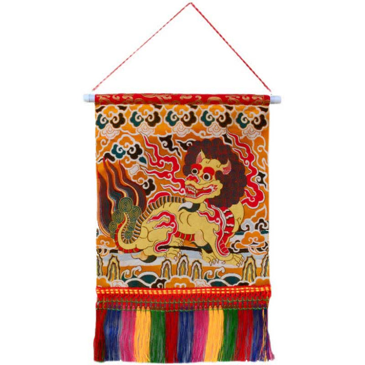 Arte murale con nappa colorata spirituale Kirin Feng Shui