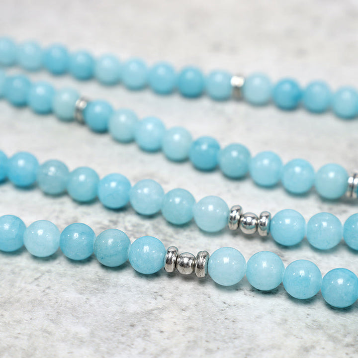 Braccialetto Mala di loto con pietra di amazzonite naturale Buddha Stones