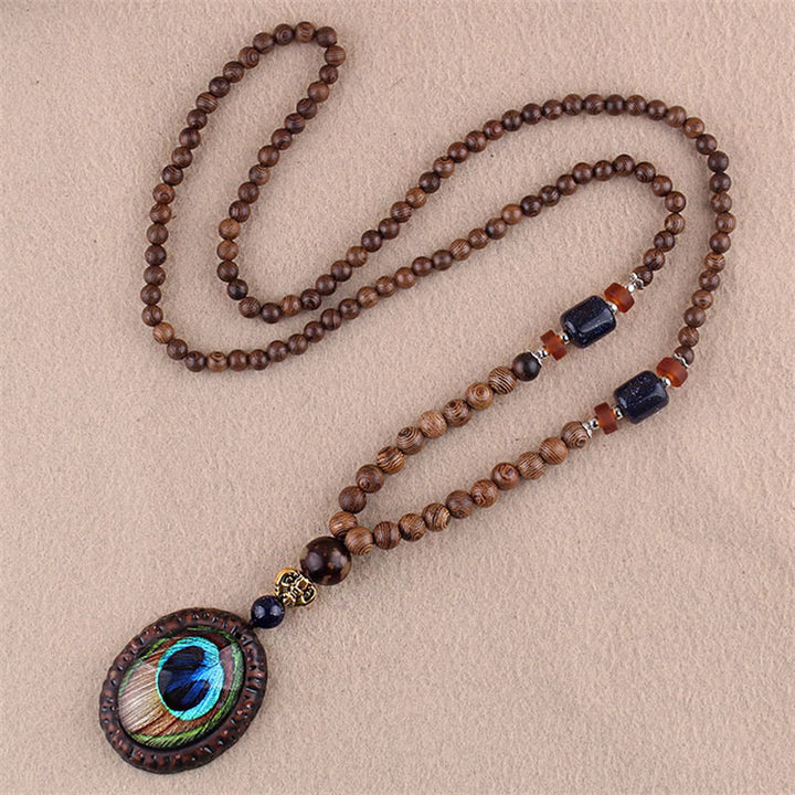 Buddha Stones Tibetano Legno Wenge Bodhi Seme Agata Elefante Collana Pendente Protezione