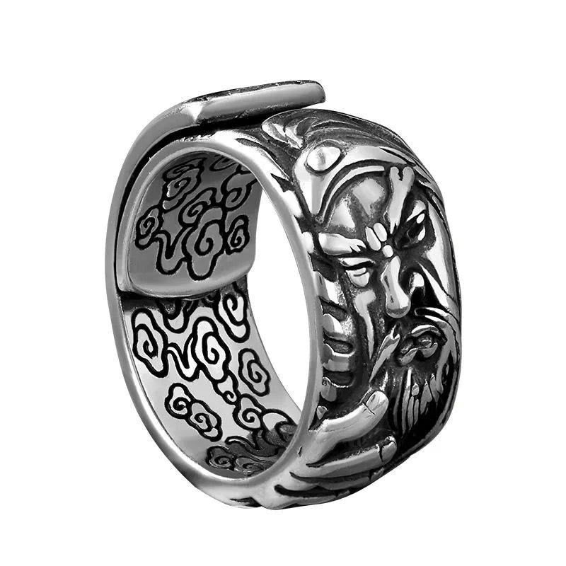 Anello di ricchezza con amuleto di nuvole di buon auspicio Guan Gong