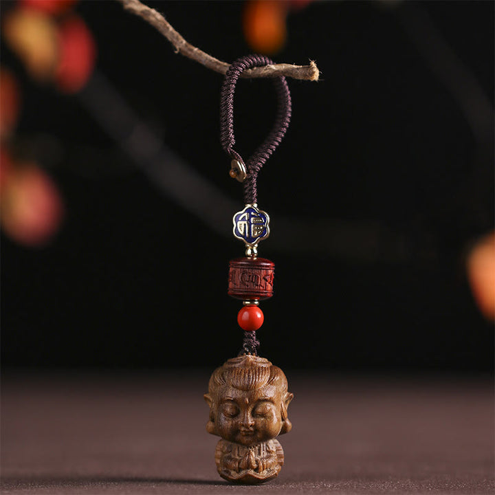 Zodiaco cinese Buddha natale Sandalo verde Om Mani Padme Hum Portachiavi della pace