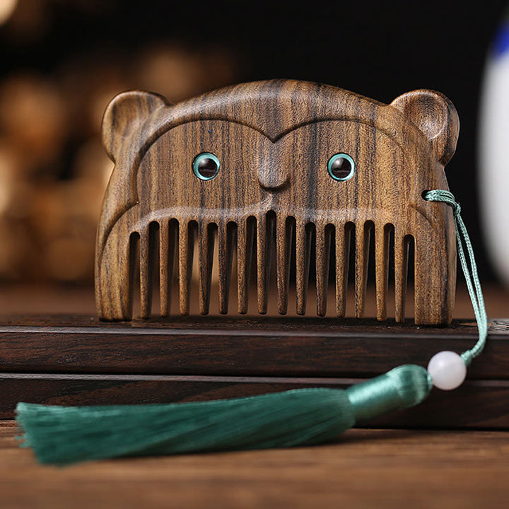 Pettine portatile cinese con sandalo verde dello zodiaco della pace - Chacate Preto Wood - Scimmia - image 15