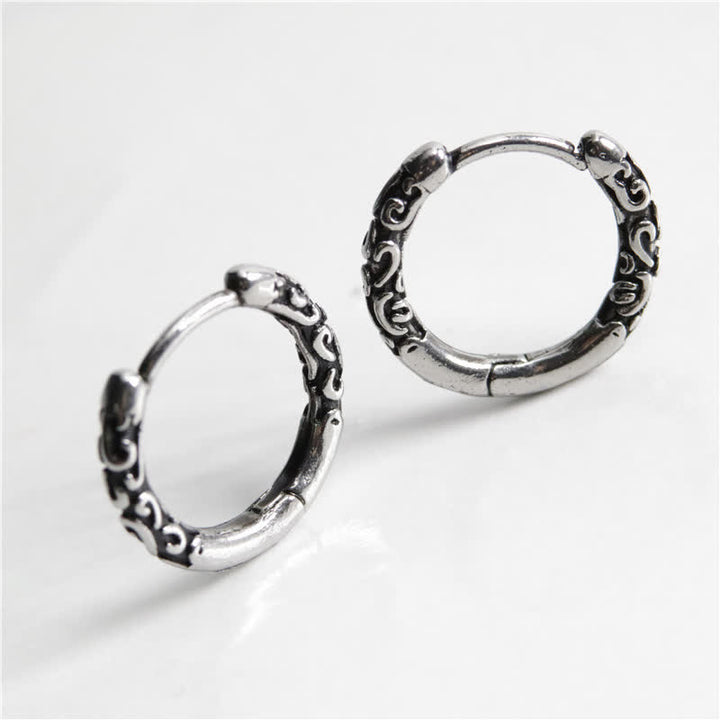 Orecchini Buddha Stones Viking Celtic Hoop Titanium Steel Balance