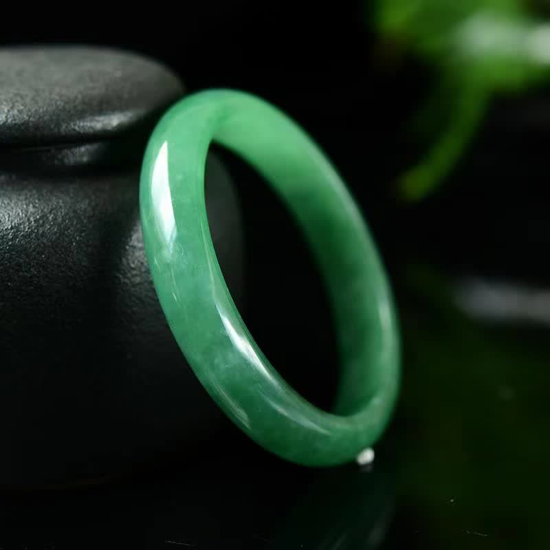 Bracciale rigido in giada con Buddha Stones, per guarigione, abbondanza e protezione. - 61 mm - image 0