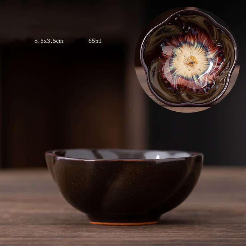 Buddha Stones Peach Blossom Pattern Tazza da tè in ceramica Tazze da tè a forma di fiore