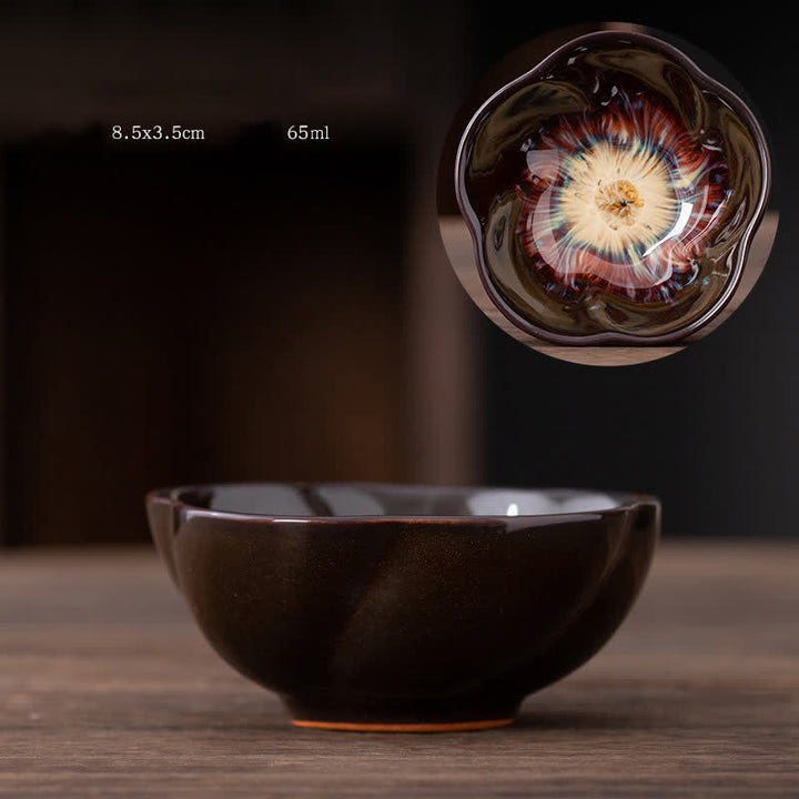 Buddha Stones Peach Blossom Pattern Tazza da tè in ceramica Tazze da tè a forma di fiore