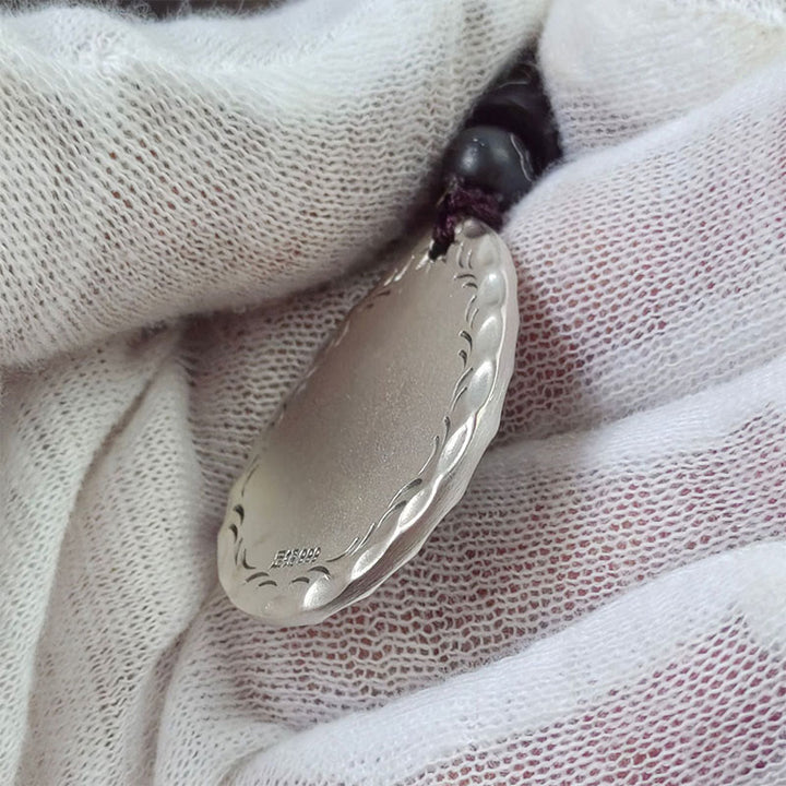 Buddha Stones Vintage 999 Sterling Silver Yin Yang Bagua Water Drop Design Balance Harmony Collana Pendente - image 12