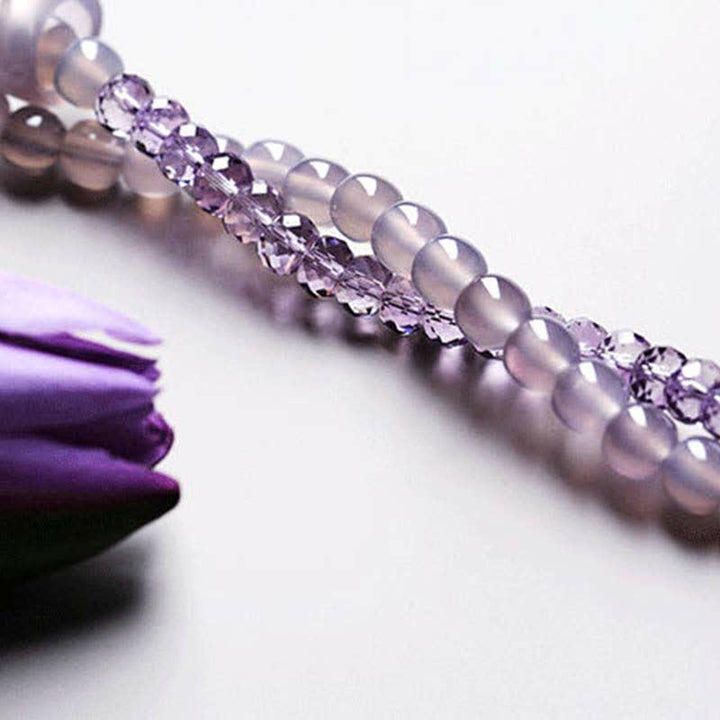Braccialetto di guarigione con cristallo di ametista naturale e meditazione